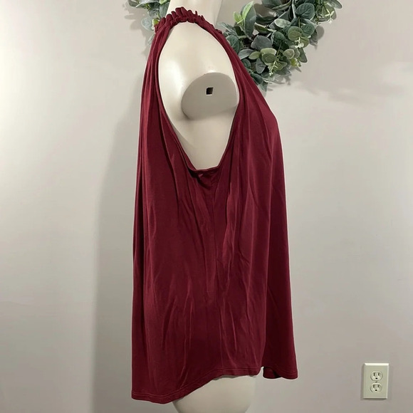 NWOT LOFT Gathered Halter Neck Tank Top Wine Burgundy M - Picture 9 of 15